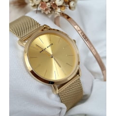Kit Relógio Feminino Dourado HM-36