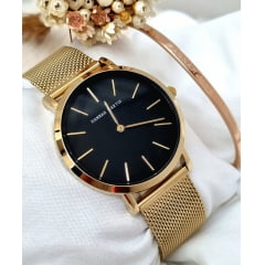 Kit Relógio Feminino Dourado HM-361