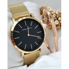 Kit Relógio Feminino Dourado HM-361