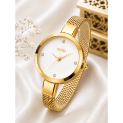Relógio Feminino Dourado SKMEI 1790 Branco