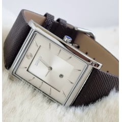 Relógio Masculino Couro Skmei 9256 Prata e Branco