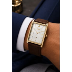 Relógio Masculino Couro Skmei 9256 Dourado