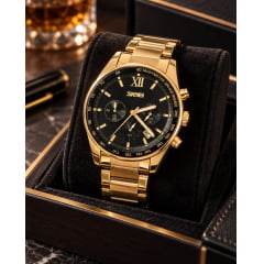 Relógio Masculino Cronógrafo Dourado 9096DD2
