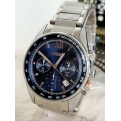 Relógio Masculino Cronógrafo Prata 9096 Azul