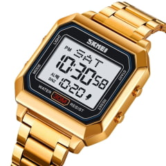 Relógio Skmei Quadrado Digital Dourado SK40303