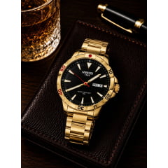 Relólgio Curren Masculino Dourado NI2660D