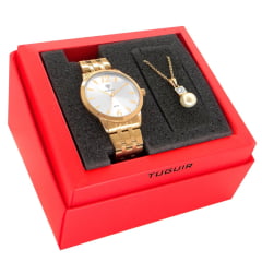Kit Relógio Feminino Tuguir Dourado TG35008