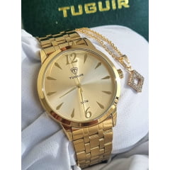 Kit Relógio Feminino Tuguir Dourado TG35017