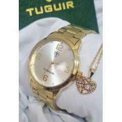 Kit Relógio Feminino Tuguir Dourado TG35020