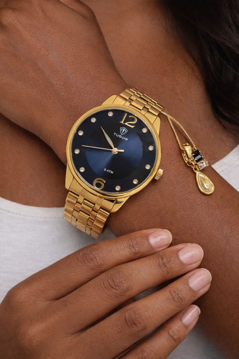 Kit Relógio Feminino Tuguir Dourado TG35059 Kit Relógio Feminino Tuguir Dourado TG35059