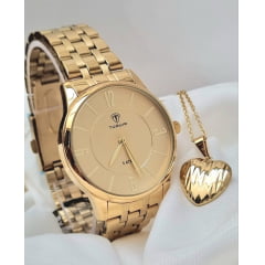Kit Relógio Feminino Tuguir Dourado TG35062
