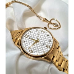 Kit Relógio Feminino Tuguir Dourado TG35068