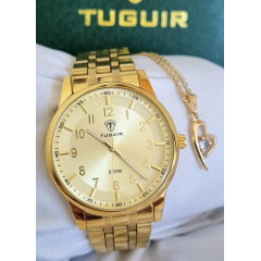 Kit Relógio Feminino Tuguir Dourado TG35112