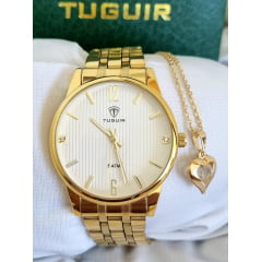 Kit Relógio Feminino Tuguir Dourado TG35114