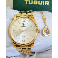 Kit Relógio Feminino Tuguir Dourado TG35120
