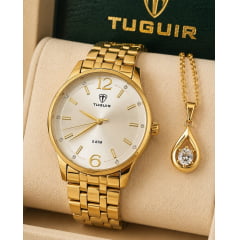 Kit Relógio Feminino Tuguir Dourado TG35120 Kit Relógio Feminino Tuguir Dourado TG35120