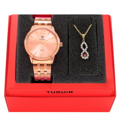 Kit Relógio Feminino Tuguir Rose TG35019