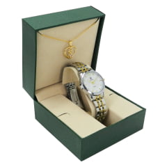 Kit Relógio + Semijoia Feminino Tuguir Misto TG35126