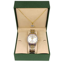 Kit Relógio + Semijoia Feminino Tuguir Misto TG35129