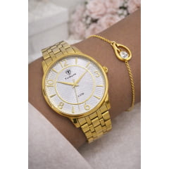 Relógio Feminino Tuguir Dourado TG35110