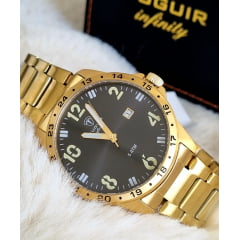 Relógio Masculino Dourado Todo em Aço TGI37102