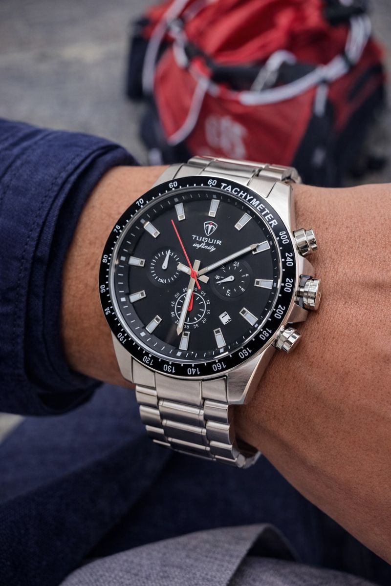 Relógio Masculino em Aço Inox Cronógrado Tuguir TGI37030