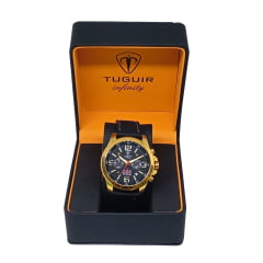 Relógio Masculino em Aço Pulseira em Couro Cronógrafo Tuguir TGI37036
