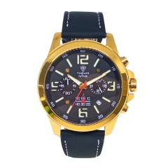 Relógio Masculino em Aço Pulseira em Couro Cronógrafo Tuguir TGI37036