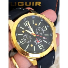 Relógio Masculino em Aço Pulseira em Couro Cronógrafo Tuguir TGI37036