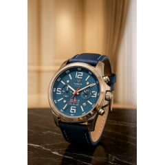 Relógio Masculino em Aço Pulseira em Couro Cronógrafo Tuguir TGI37038