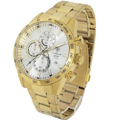 Relógio Masculino infinity Aço Cronógrafo Dourado TGI37067