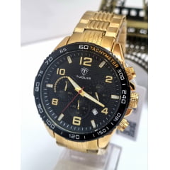 Relógio Masculino Tuguir Cronógrafo Dourado TG30254
