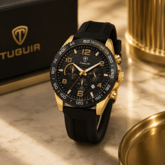 Relógio Masculino Tuguir Cronógrafo Dourado TG30254