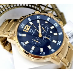 Relógio Masculino Tuguir Cronógrafo Dourado TG30276