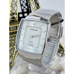 Relógio Masculino Tuguir Prata Quadrado TG30335