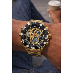 Relógio Digiana Dourado Masculino Newrex kt1967DP