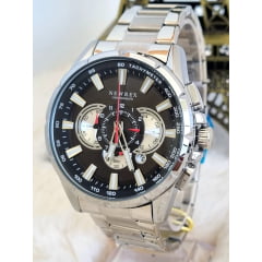 Relógio Masculino Cronógafo Newrex N6028 Prata