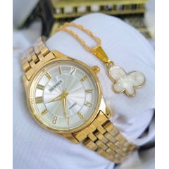 Relógio Newrex Femininino Banhado a ouro W4517lK1