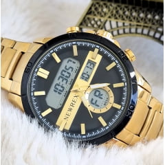 Relógio Newrex Maculilno Anadigi 1956 -Dourado