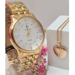 Kit Relógio Feminino Tuguir Dourado TG30248