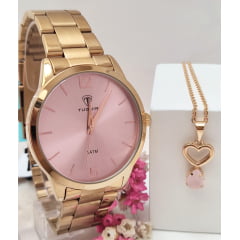 Kit Relógio Feminino Tuguir Dourado TG35047