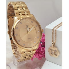Kit Relógio Feminino Tuguir Dourado TG35049