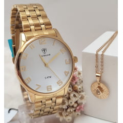 Kit Relógio Feminino Tuguir Dourado TG35052