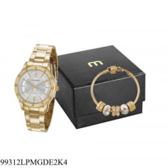 Relógio Mondaine Feminino Dourado com strass + Pulseira 