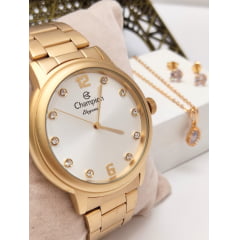 Kit Relógio Champion Dourado Feminino CN28437W