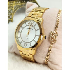 Kit Relógio Feminino Dourado Mondaine + Pulseira 83431LPMVDE1KR10