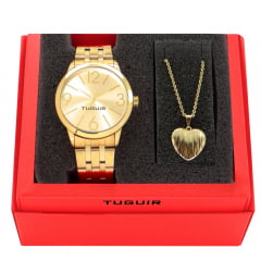 Kit Relógio Feminino Tuguir Dourado TG35013