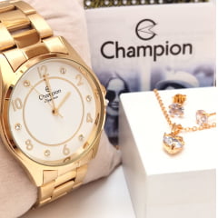 Kit Relógio Champion Dourado Feminino CN25690W