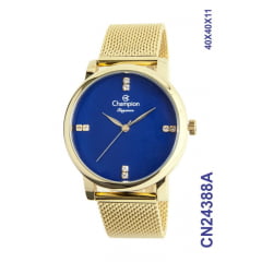 Relógio Champion Feminino Dourado Fundo Azul CN24388A