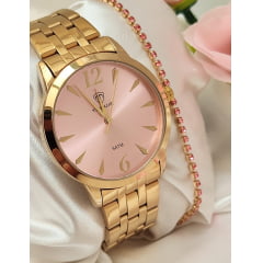 Kit Relógio Feminino Tuguir Dourado TG35018